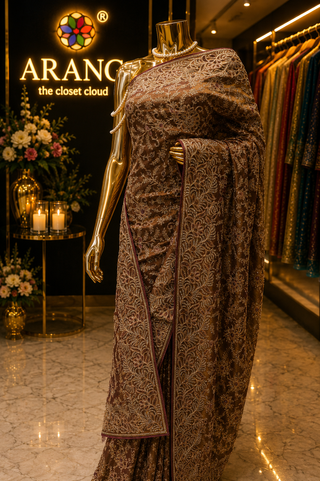 “The Metallic Mauve" Luxurious wedding Wear Saree