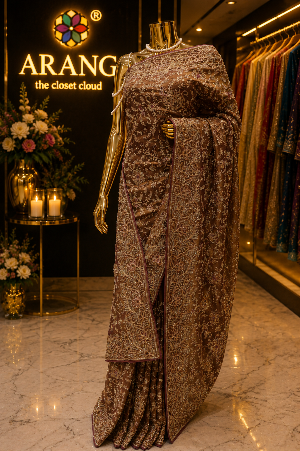 “The Metallic Mauve" Luxurious wedding Wear Saree