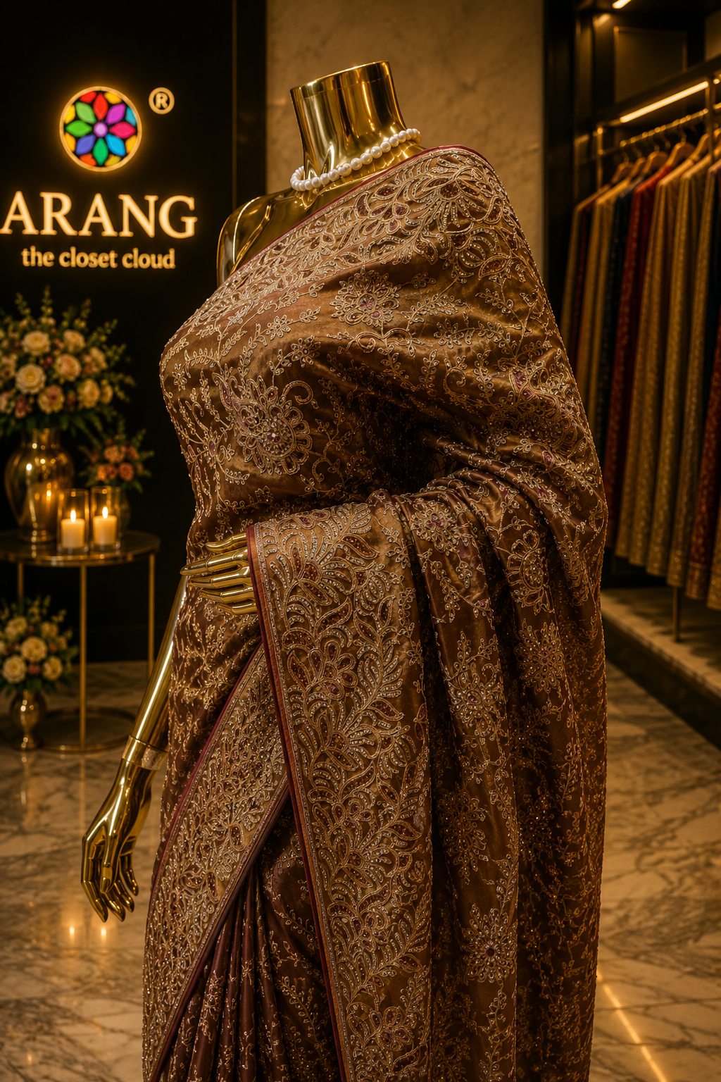 “The Metallic Mauve" Luxurious wedding Wear Saree