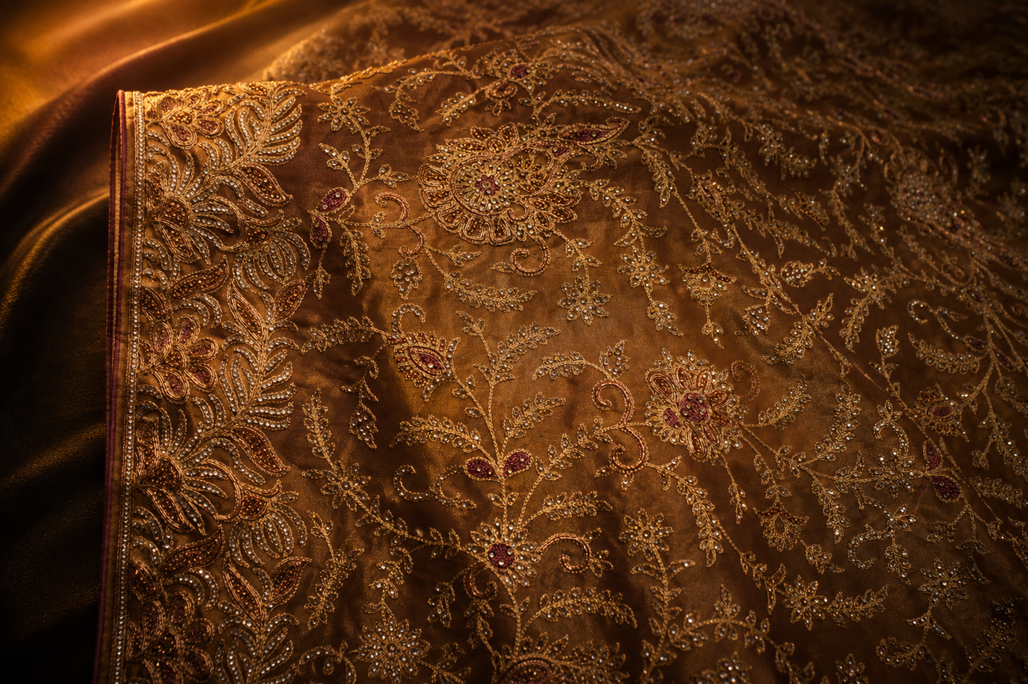 “The Metallic Mauve" Luxurious wedding Wear Saree