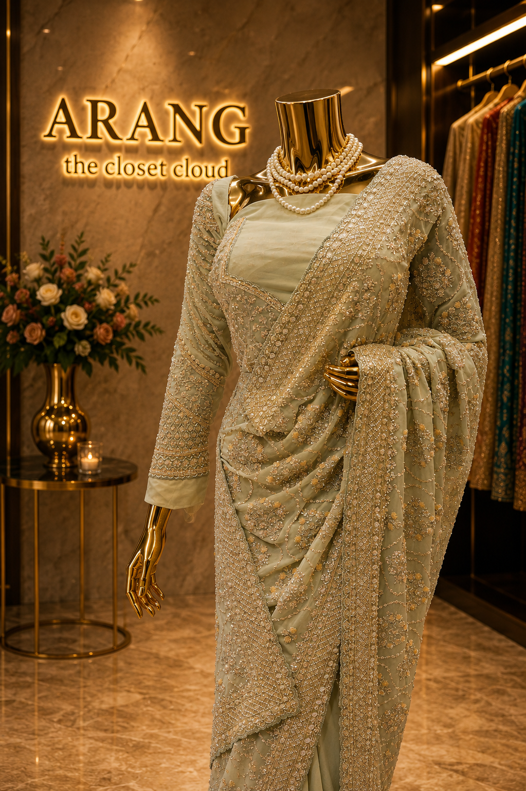 "The Sage Green" Premium Designer Saree