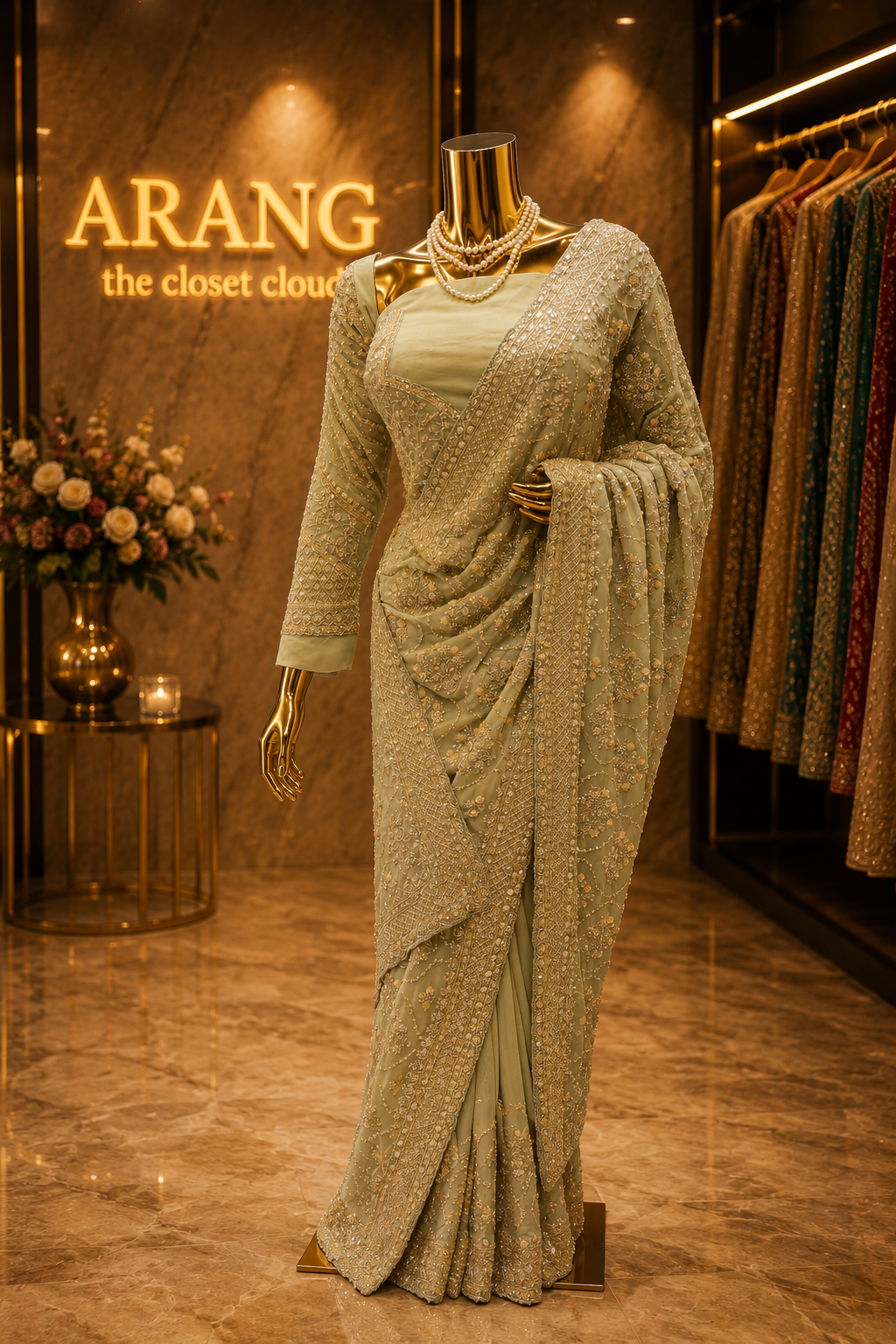 "The Sage Green" Premium Designer Saree