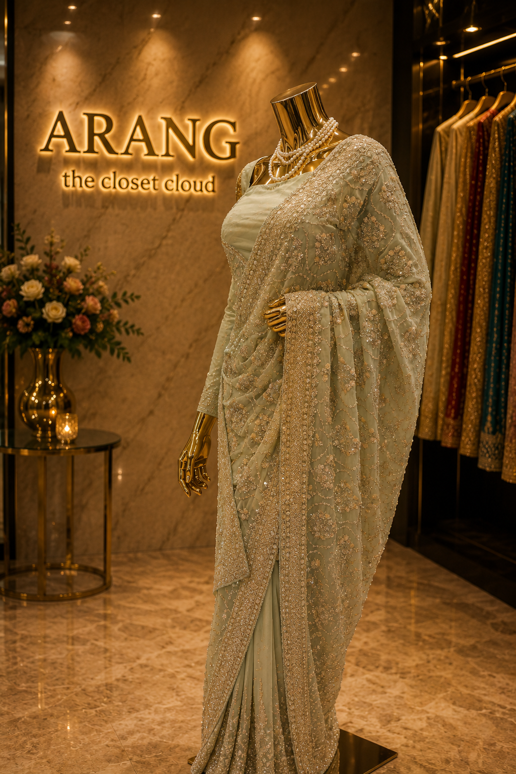 "The Sage Green" Premium Designer Saree