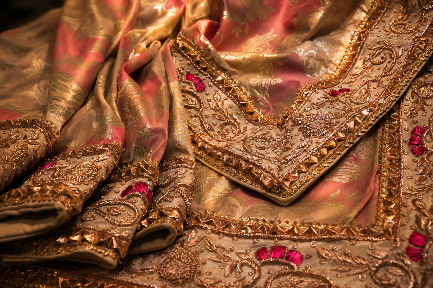 "The Rose Petals" Premium Luxury Banarasi Silk With Handcrafted Saree