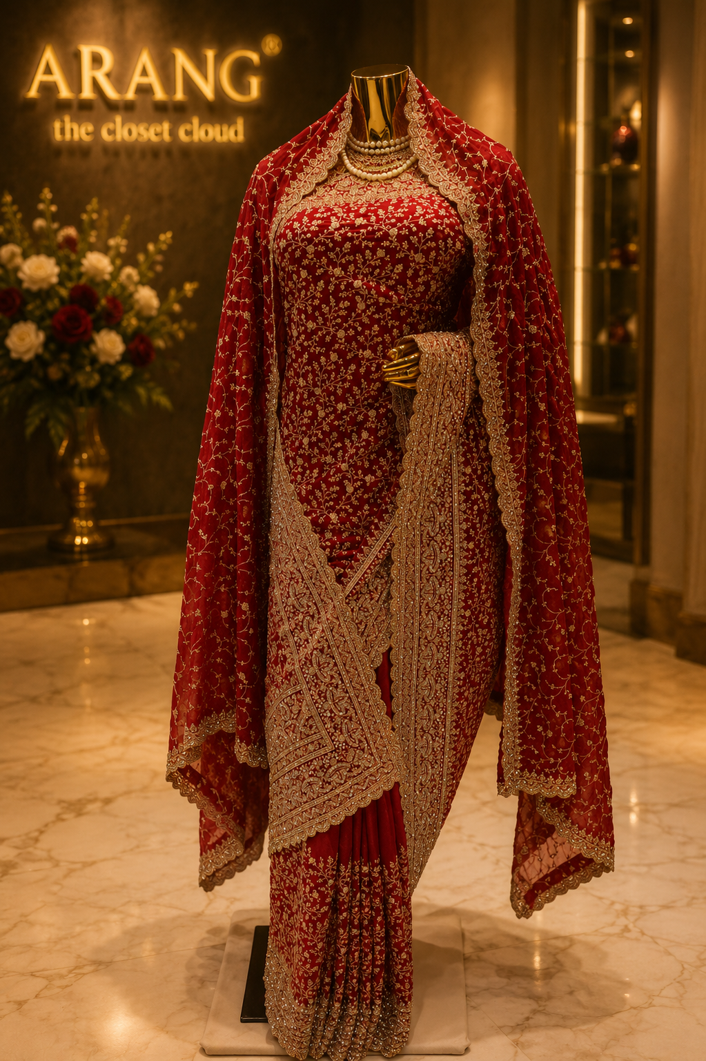 "The Dark Raspberry" Premium Bridal Saree with Veil