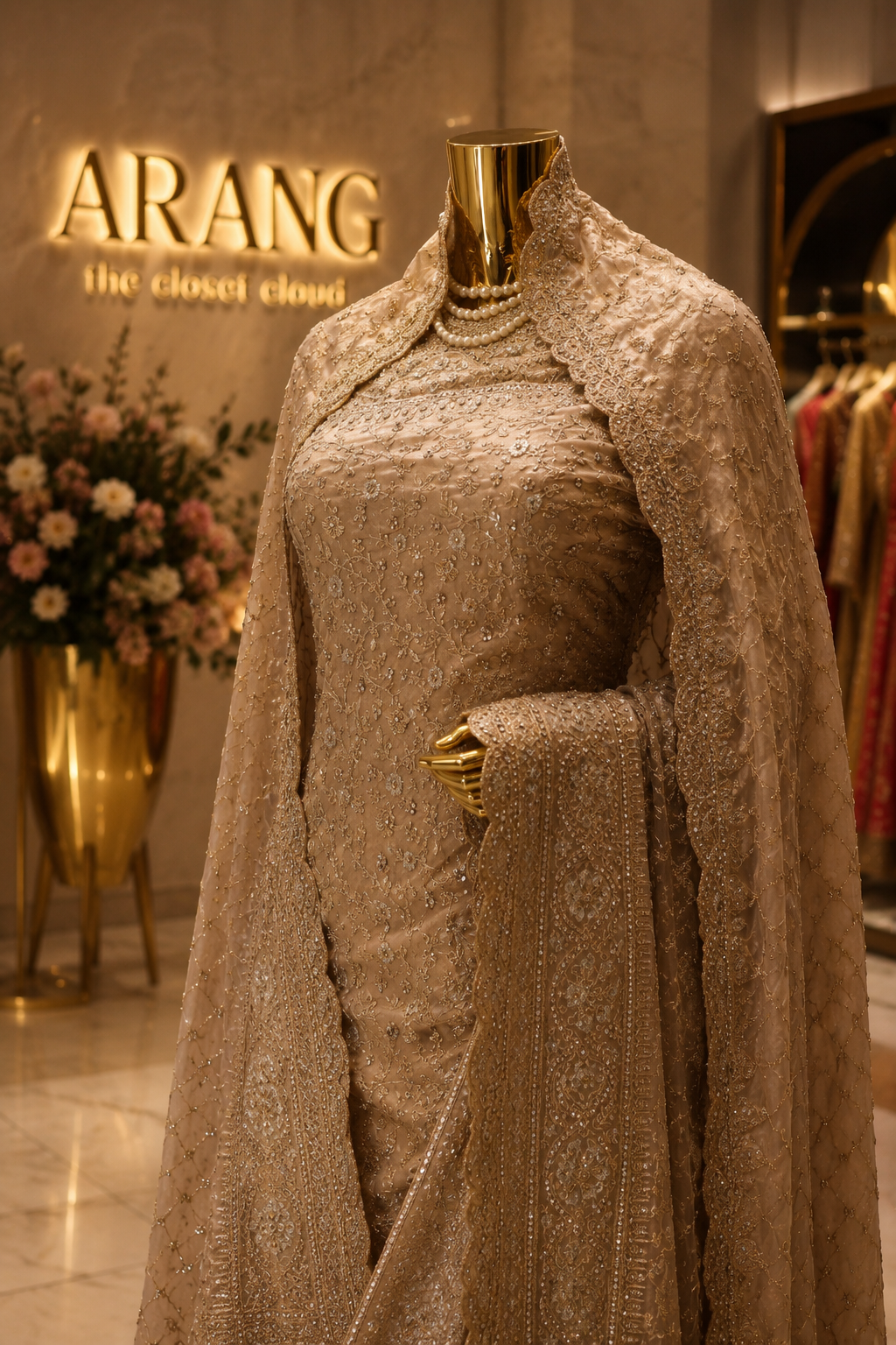 “The Royal Rose Gold” Premium Designer Saree with Veil