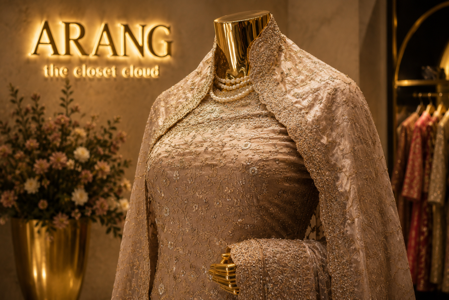 “The Royal Rose Gold” Premium Designer Saree with Veil