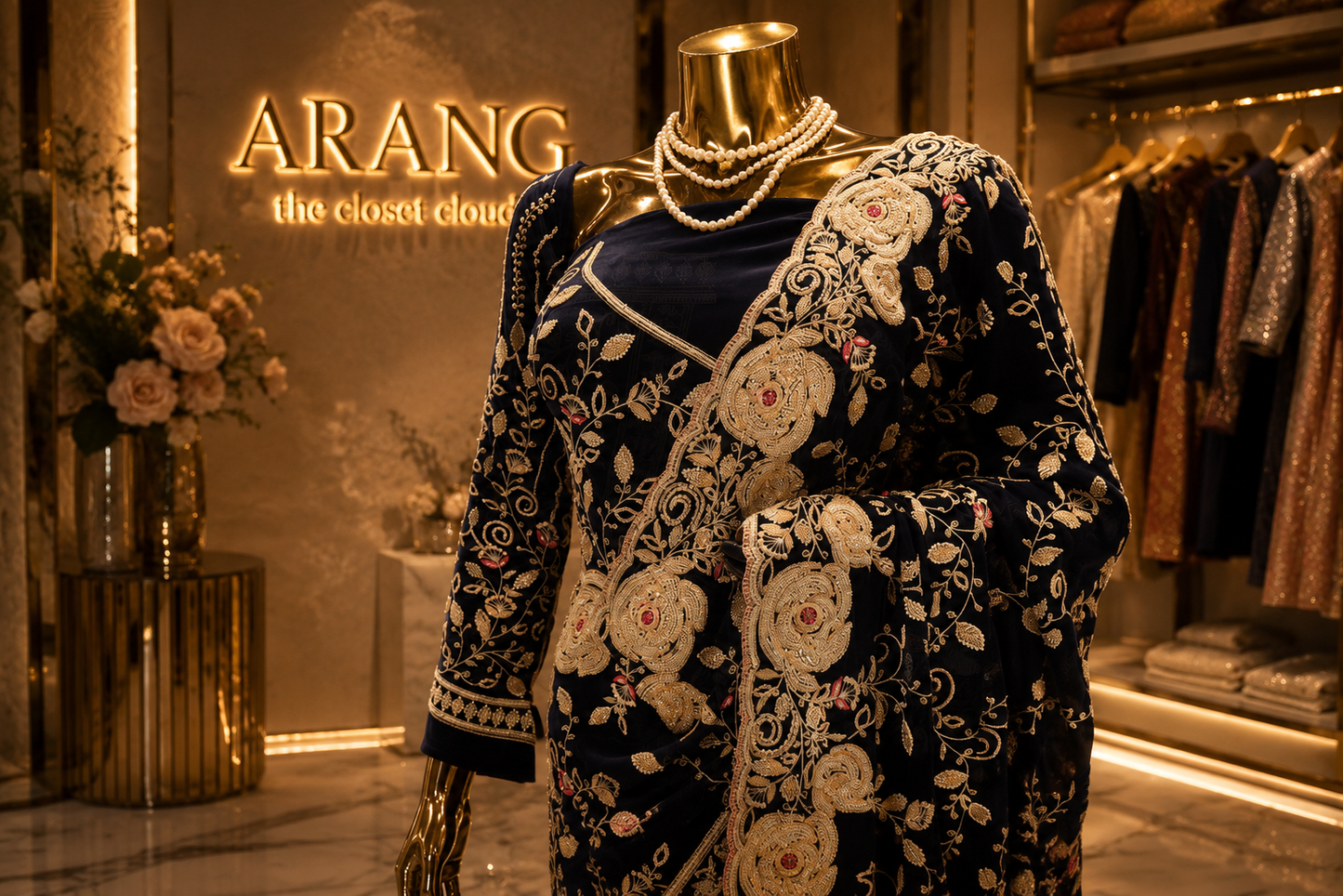 "The Midnight Navy Blue" Premium Luxury Designer Saree