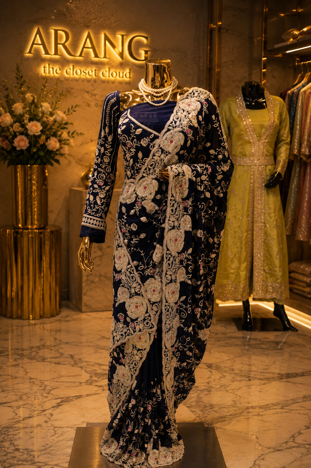 "The Midnight Navy Blue" Premium Luxury Designer Saree