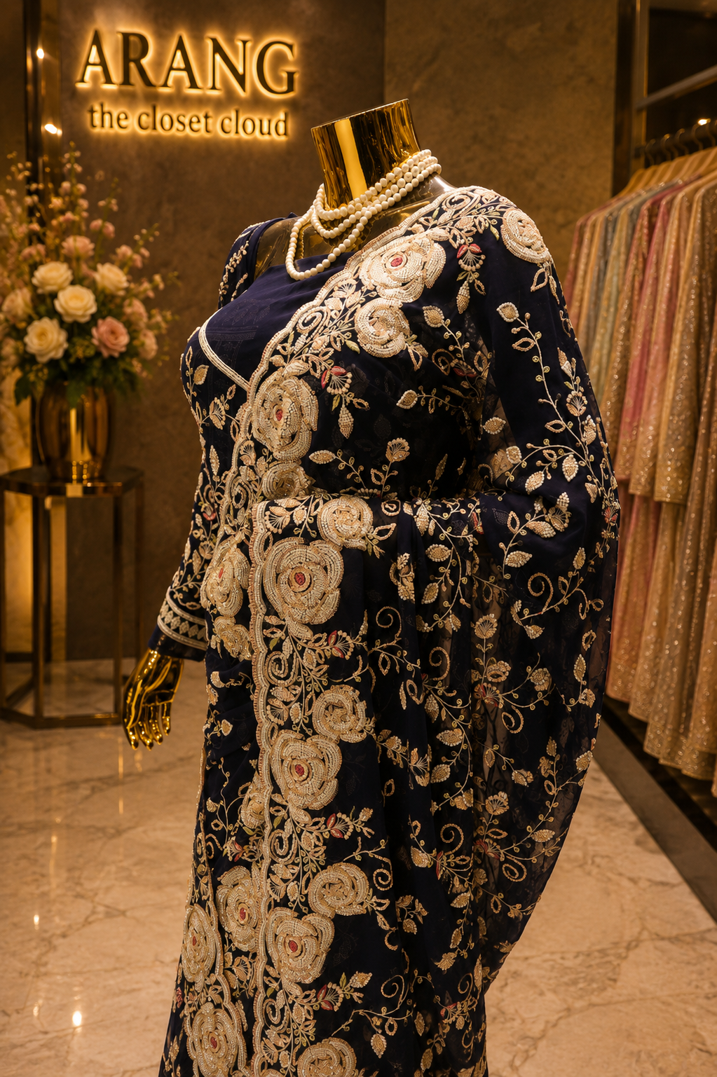 "The Midnight Navy Blue" Premium Luxury Designer Saree