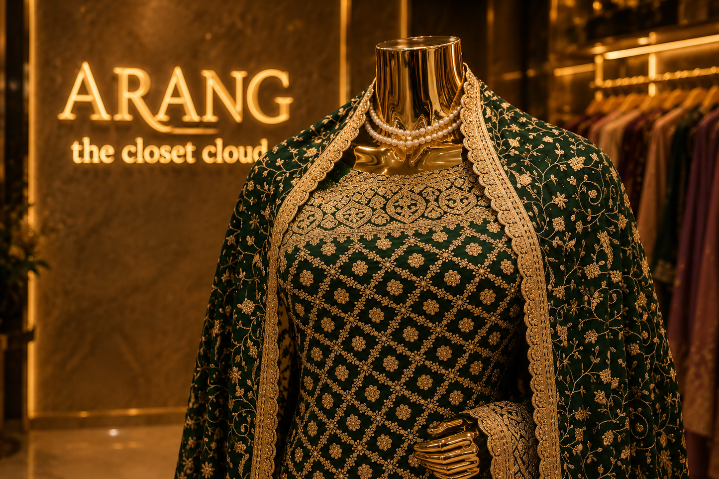 “The Regal Emerald Green” Premium Designer Saree with Veil