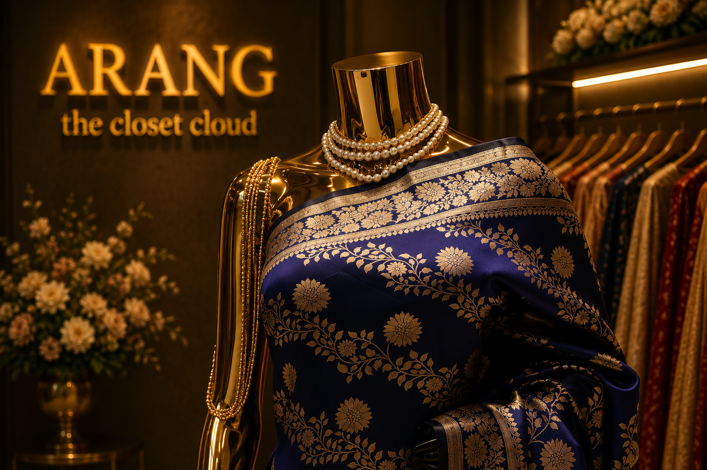 "The Royal Midnight Blue" Premium Pure Banarasi Malai Silk Saree