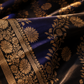 "The Royal Midnight Blue" Premium Pure Banarasi Malai Silk Saree