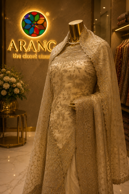 “The Delicate Off-White” Premium Designer Saree with Veil