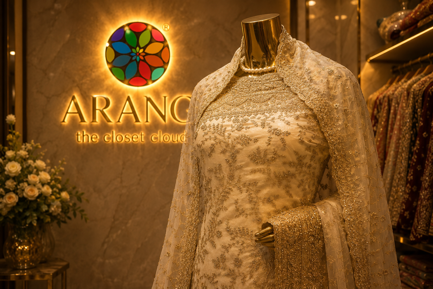 “The Delicate Off-White” Premium Designer Saree with Veil