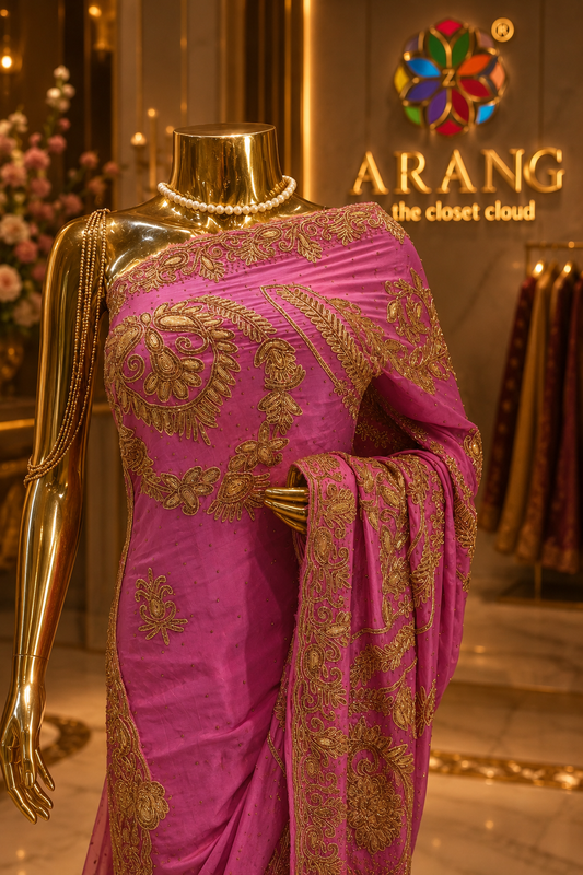 "The Magenta Pink" Premium Handcrafted Designer Saree
