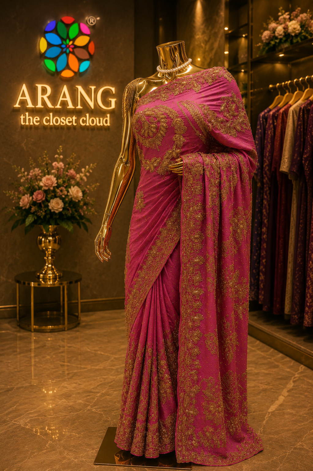 "The Magenta Pink" Premium Handcrafted Designer Saree