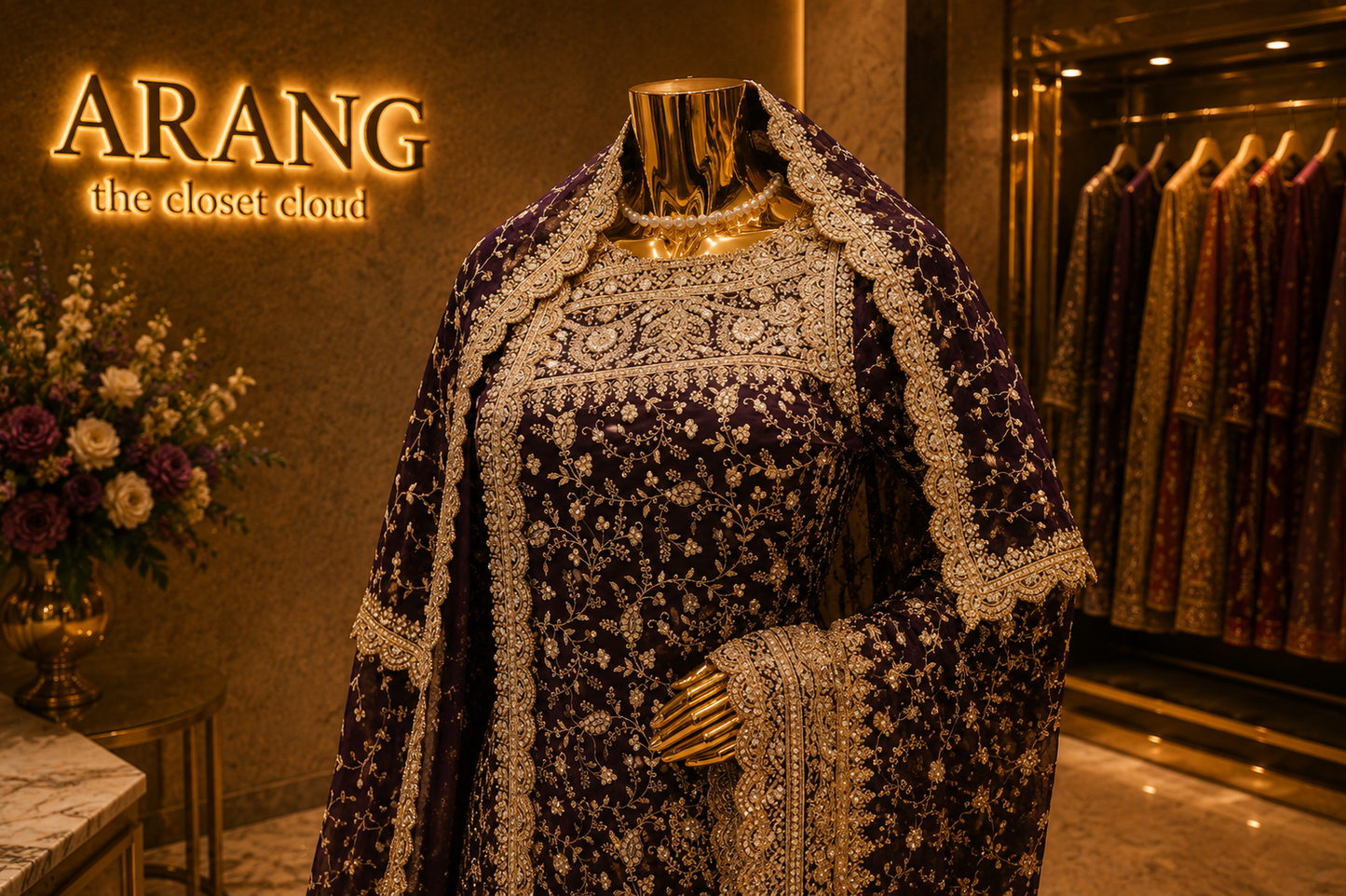 “The Deep Wine” Premium Designer Saree with Veil