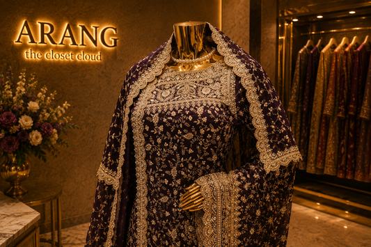 “The Deep Wine” Premium Designer Saree with Veil