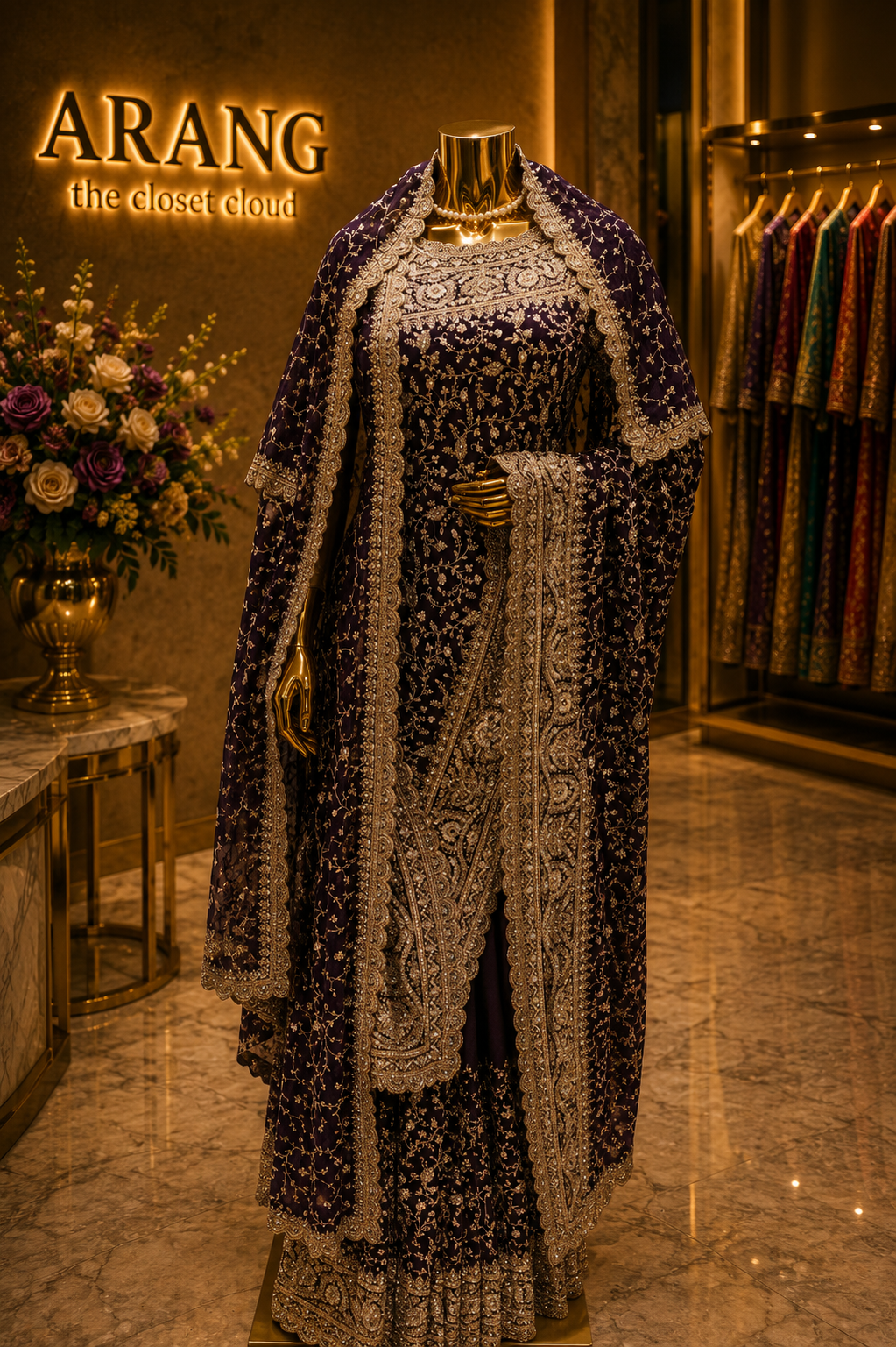 “The Deep Wine” Premium Designer Saree with Veil
