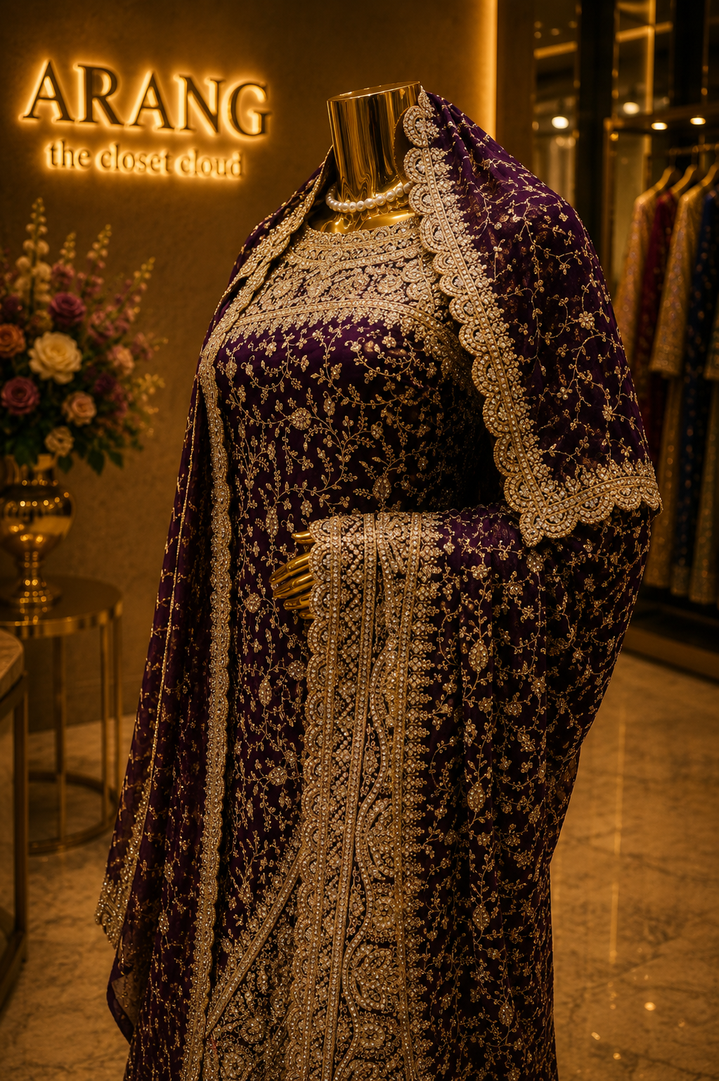 “The Deep Wine” Premium Designer Saree with Veil