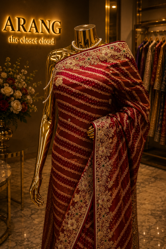 “The Royal Maroon" Premium Pure Banarasi Silk Saree