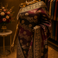 "The Deep Magenta & Coffee Brown" Premium Dual Tone Pure Banarasi Malai Silk Saree