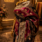 "The Deep Magenta & Coffee Brown" Premium Dual Tone Pure Banarasi Malai Silk Saree