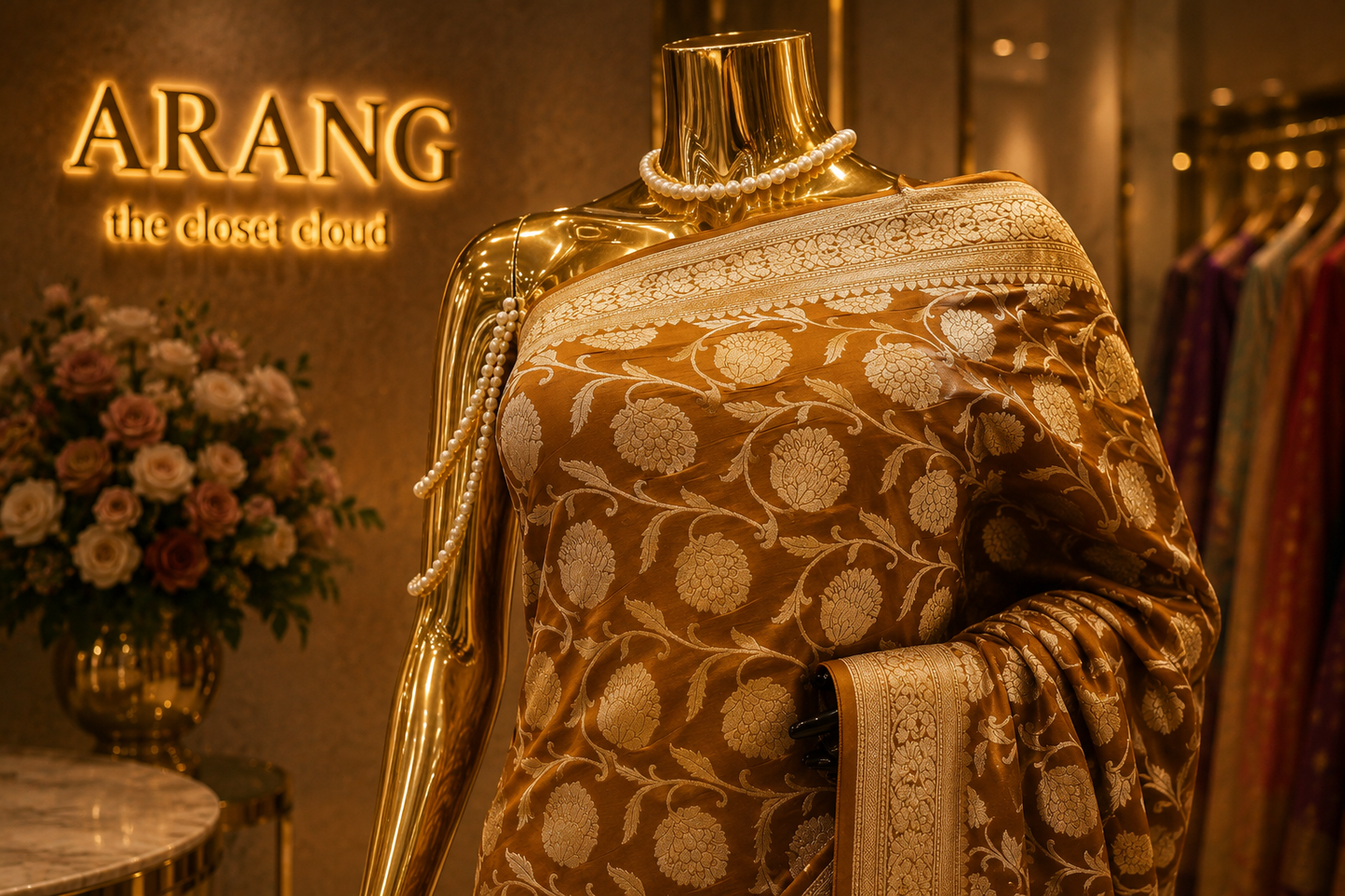 "The Mustard Gold" Premium Banarasi Chiffon Saree