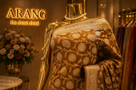 "The Mustard Gold" Premium Banarasi Chiffon Saree