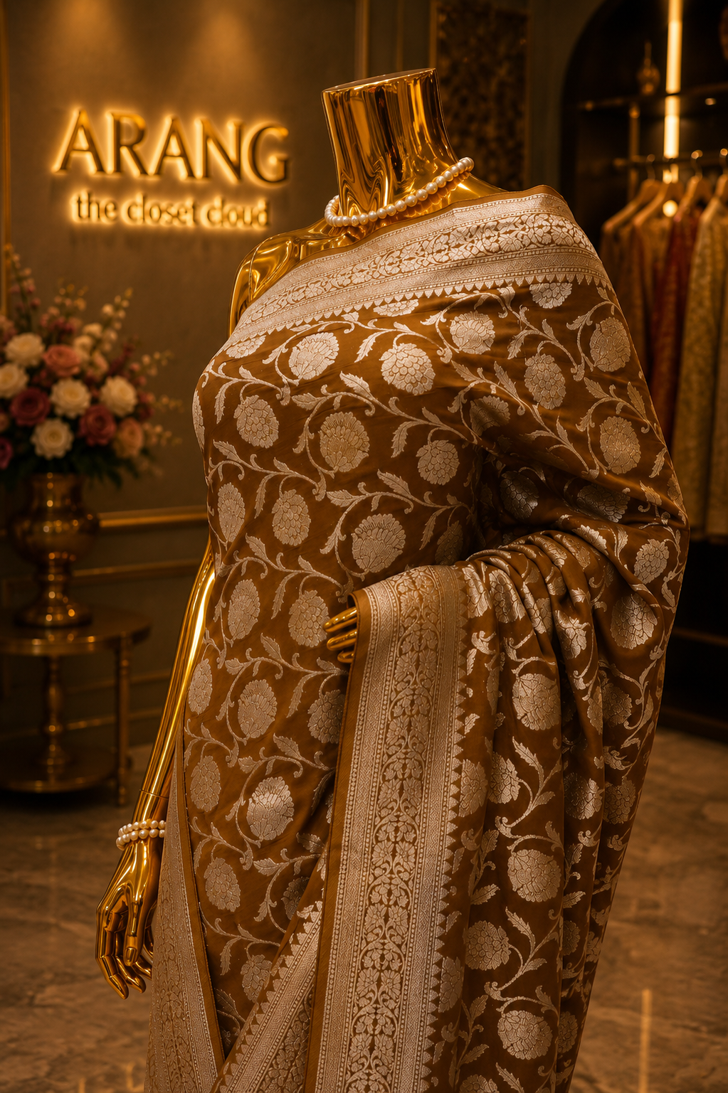 "The Mustard Gold" Premium Banarasi Chiffon Saree
