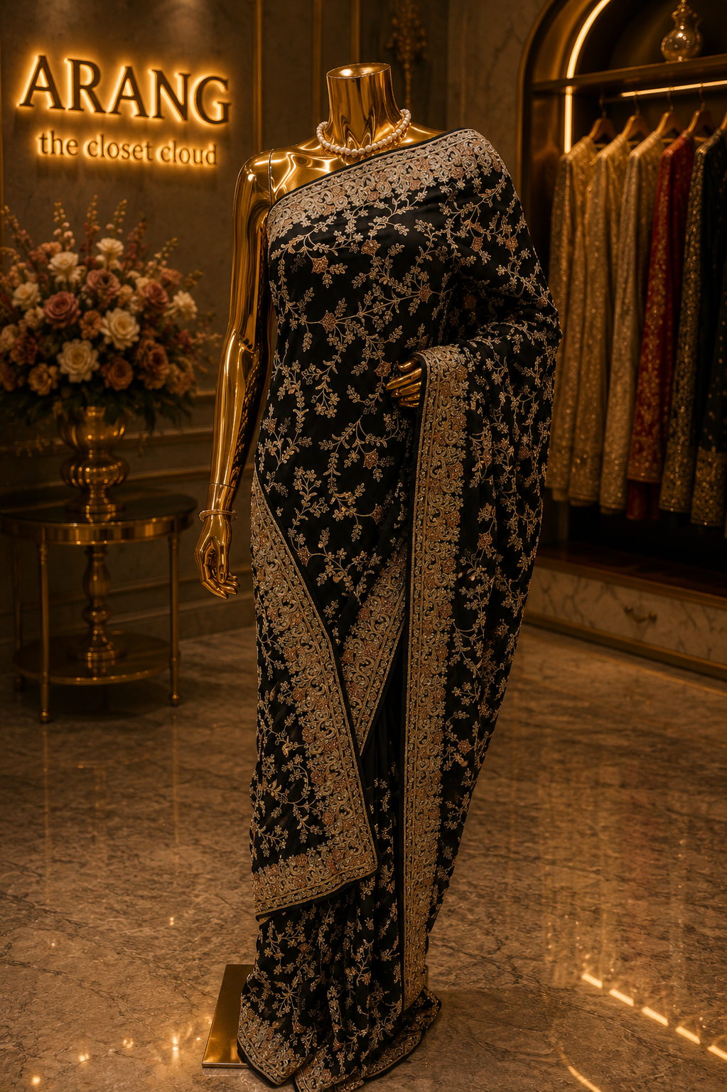“The Raven Black" Premium Luxurious Party Wear Saree