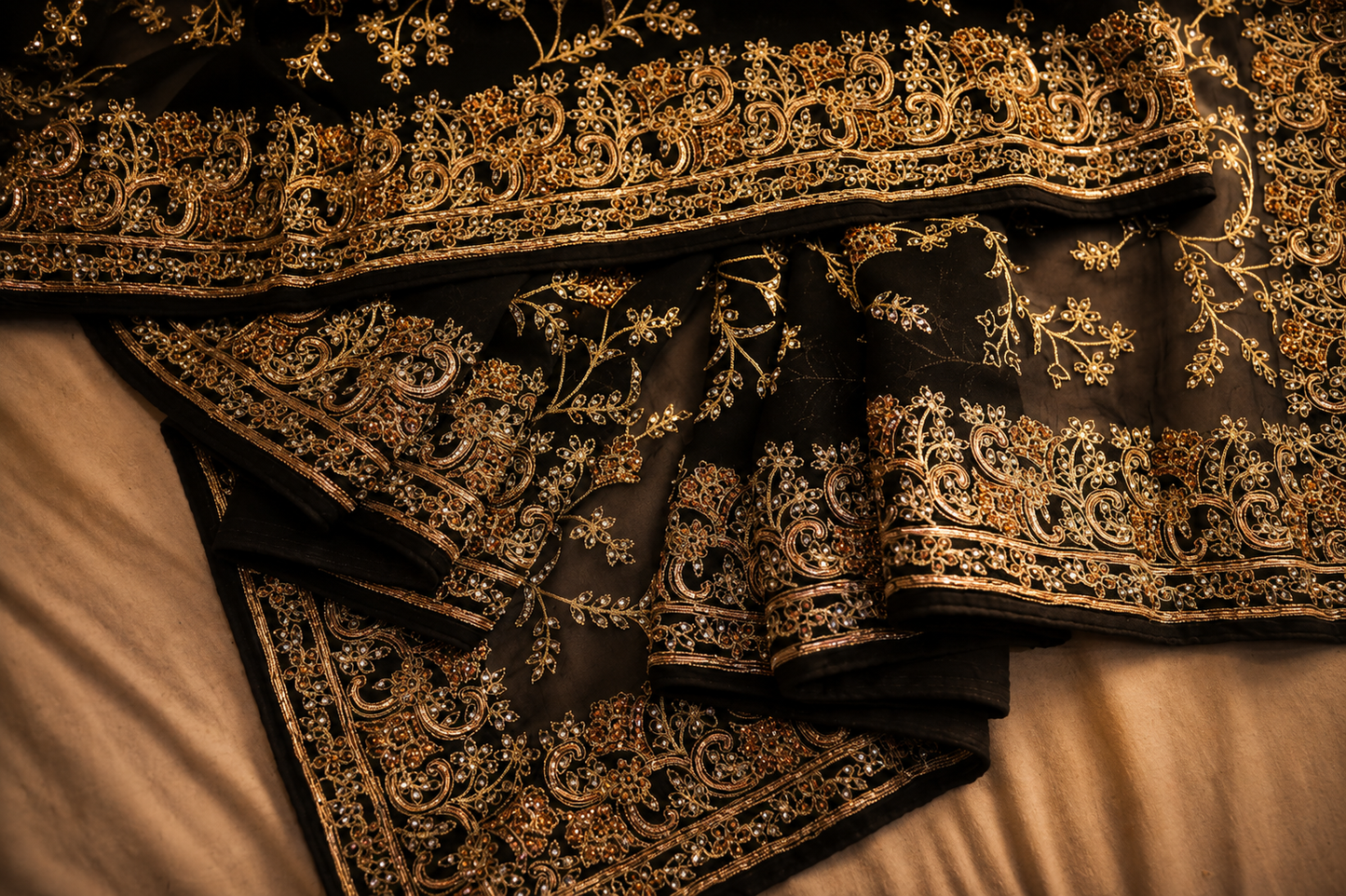 “The Raven Black" Premium Luxurious Party Wear Saree
