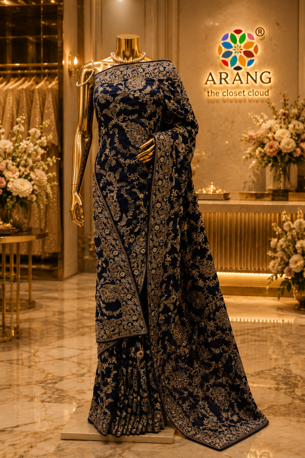 “The Royal Midnight Blue" Premium Luxury Designer Saree