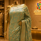 "The Pistachio Green" Premium Crystal Banarasi Silk Saree