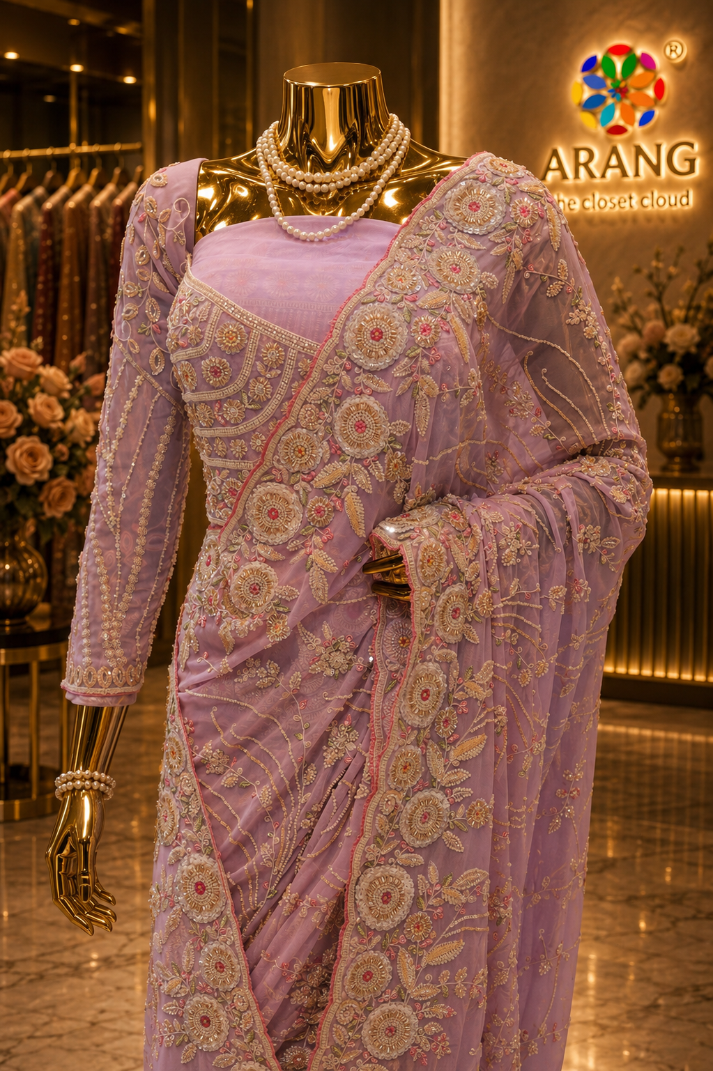 “The Elegant Lilac” Premium Designer Saree