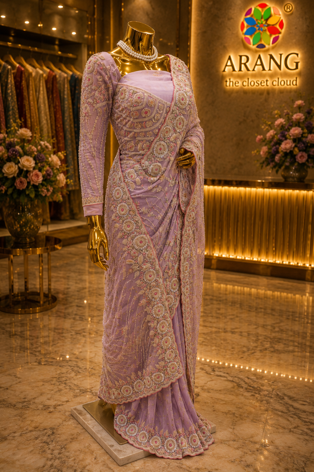 “The Elegant Lilac” Premium Designer Saree