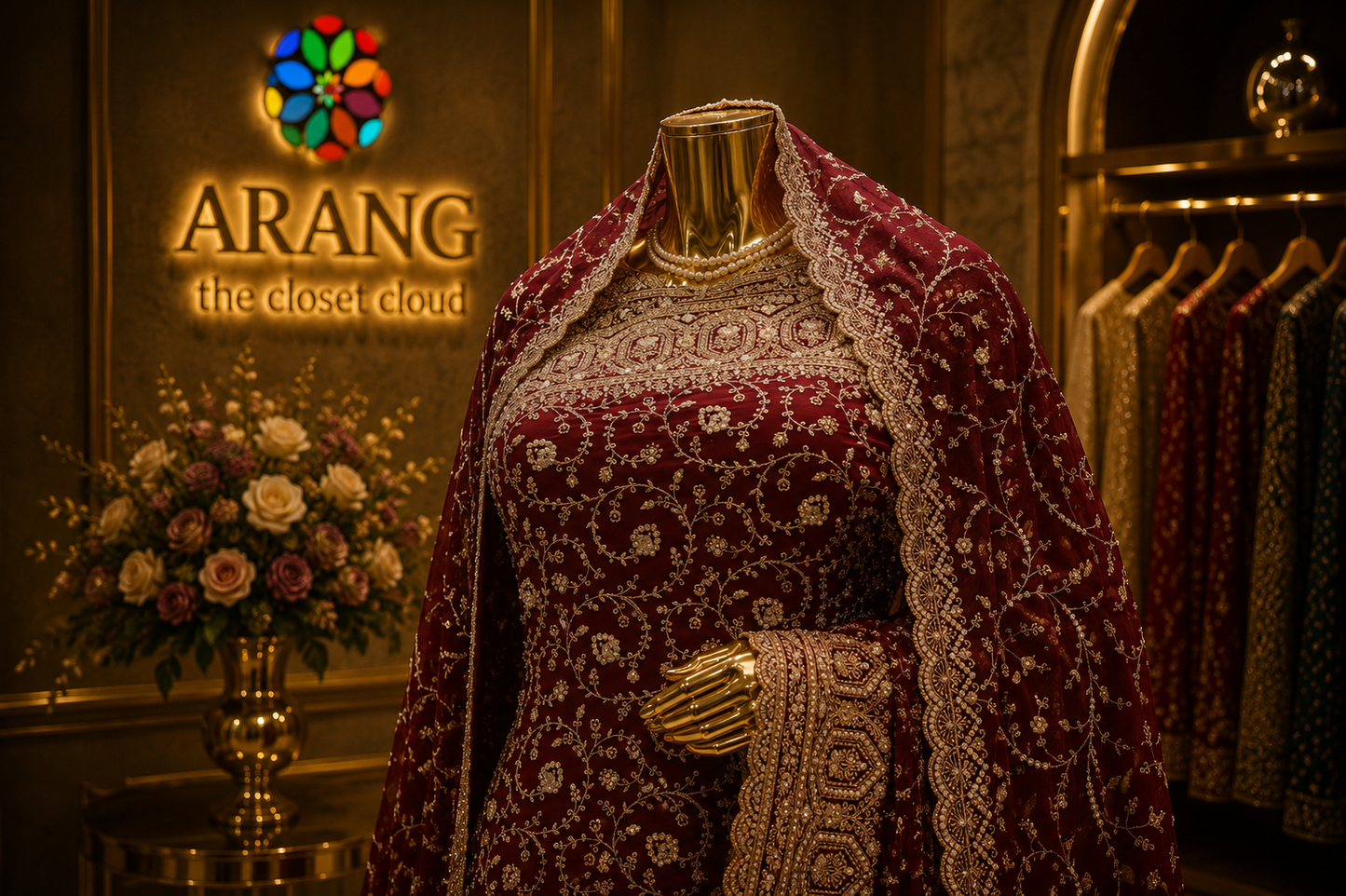 "The Royal Maroon" Premium Bridal Saree with Veil