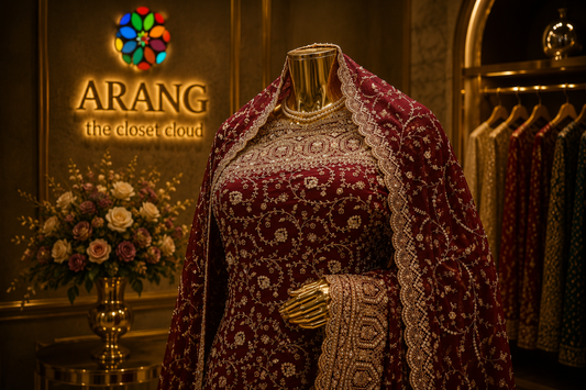 "The Royal Maroon" Premium Bridal Saree with Veil