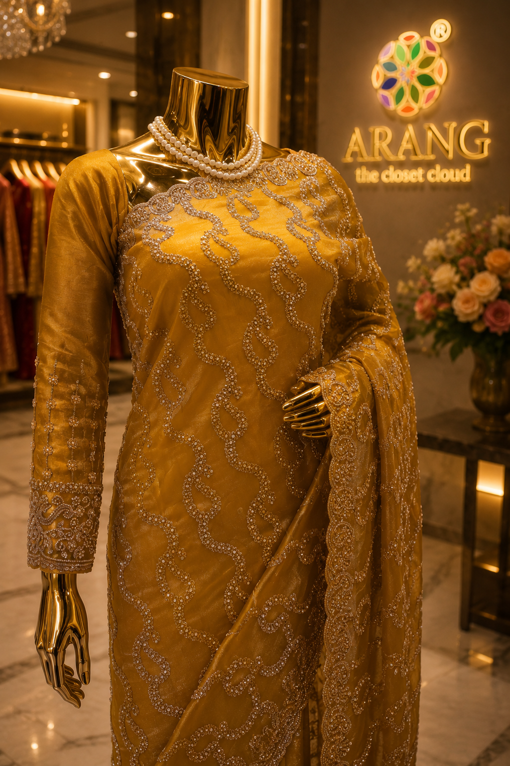 “The Antique Gold" Premium Designer Saree