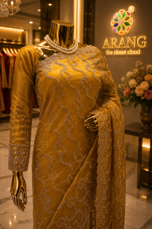 “The Antique Gold" Premium Designer Saree