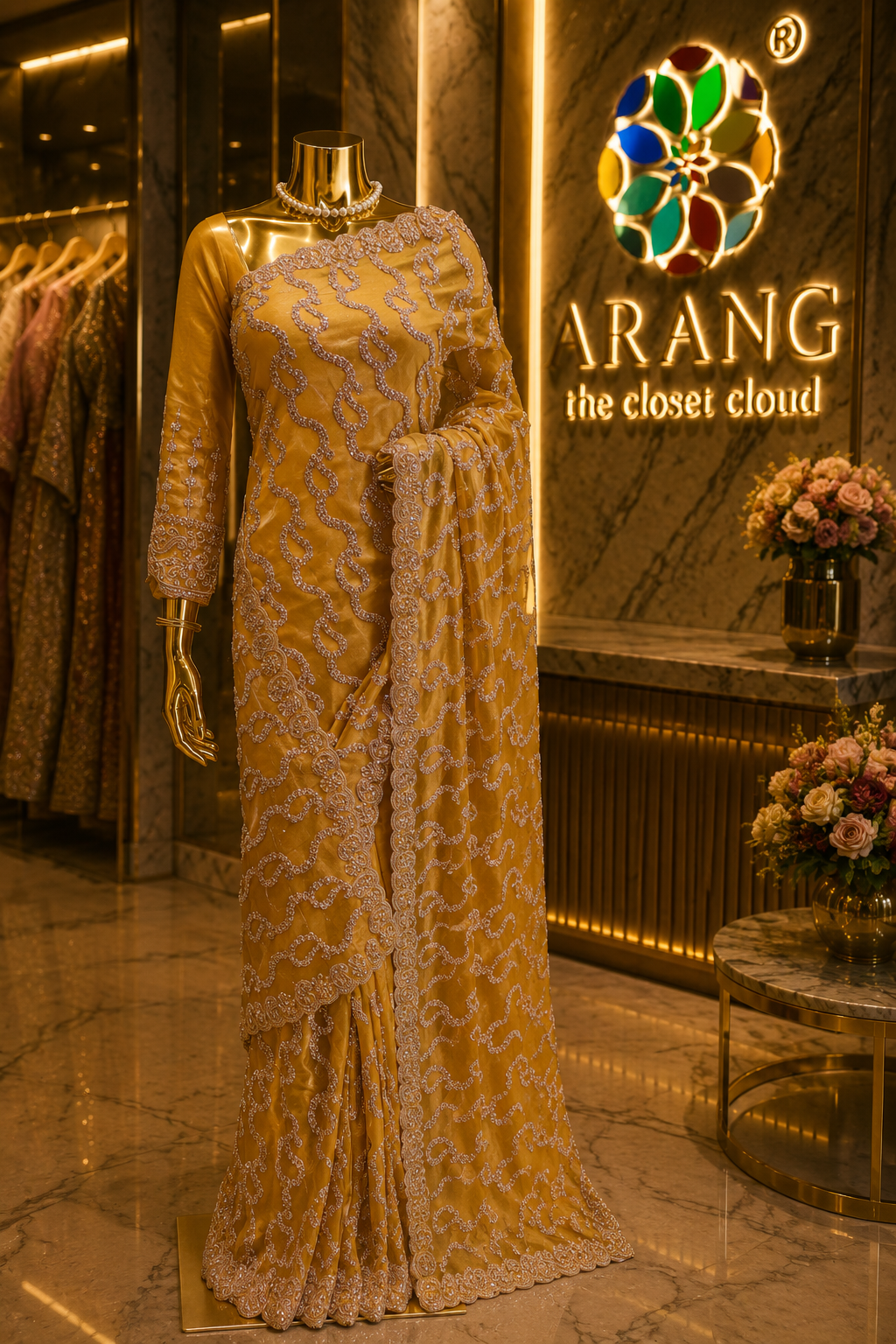 “The Antique Gold" Premium Designer Saree