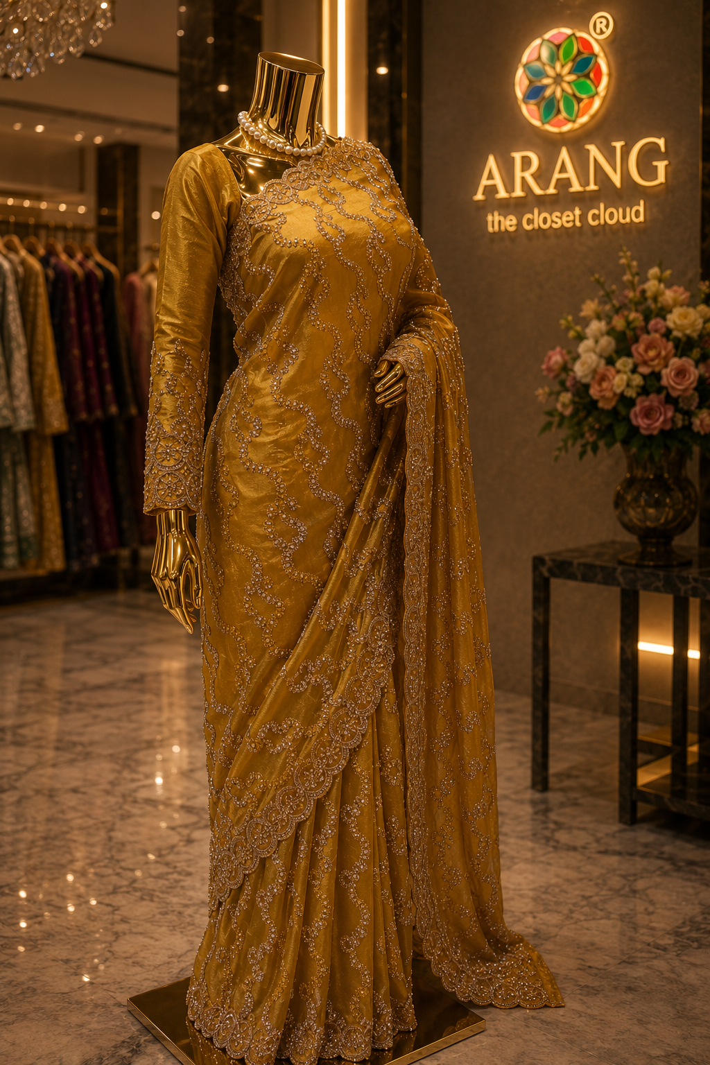 “The Antique Gold" Premium Designer Saree