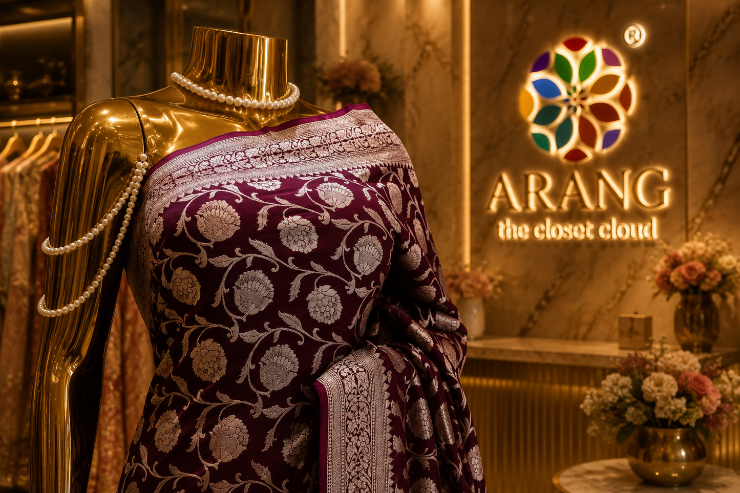 "The Burgundy" Banarasi Chiffon Saree