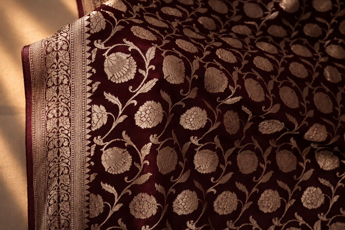 "The Burgundy" Banarasi Chiffon Saree