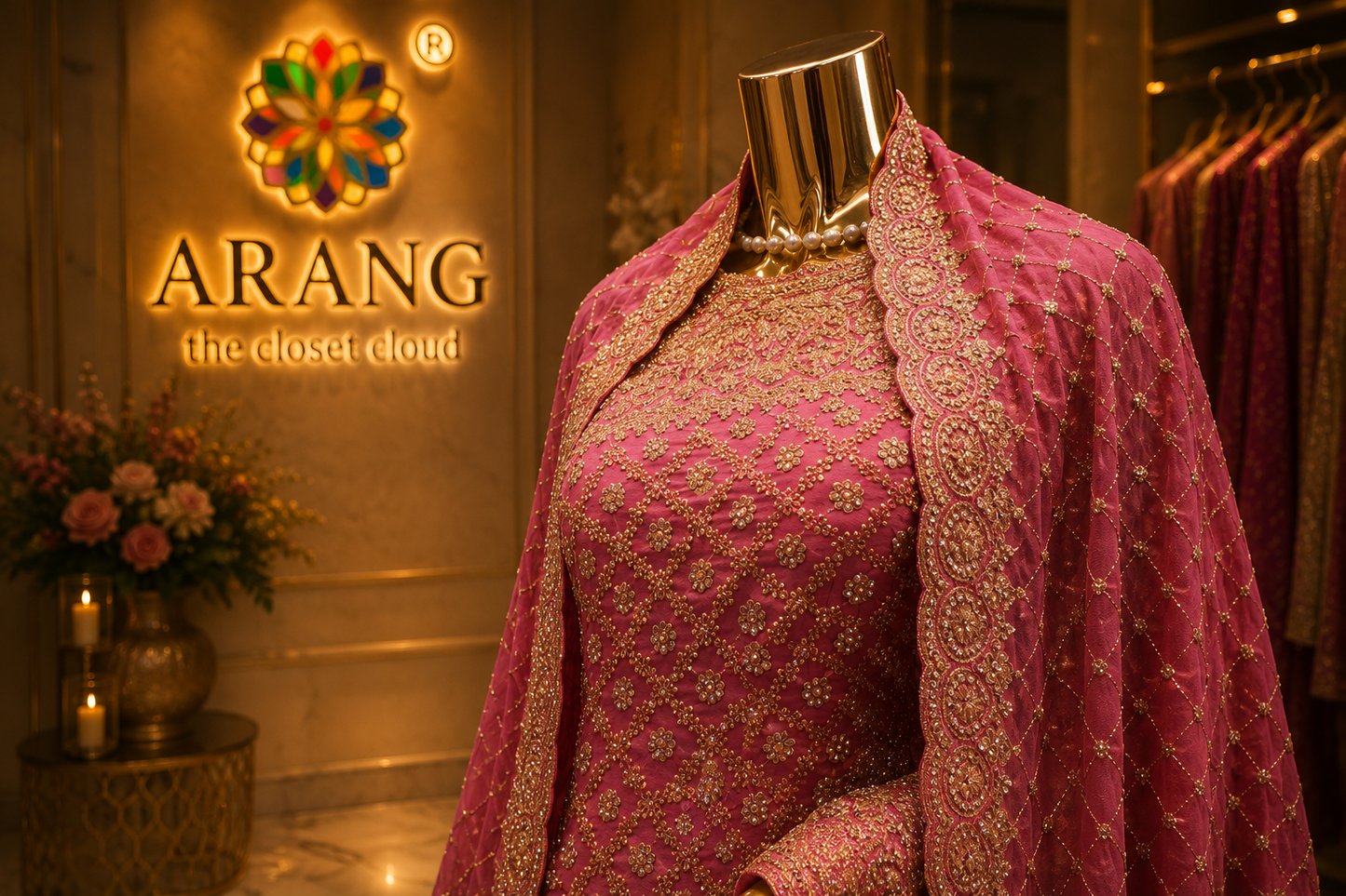 "The Pink Petals" Premium Bridal Saree with Veil