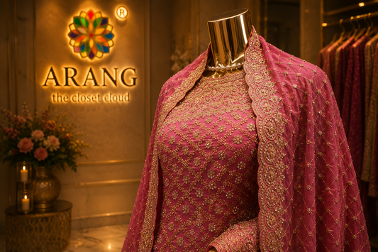 "The Pink Petals" Premium Bridal Saree with Veil