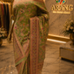 “The Royal Olive Green” Premium Kashmiri Pashmina Silk Saree
