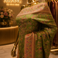 “The Royal Olive Green” Premium Kashmiri Pashmina Silk Saree