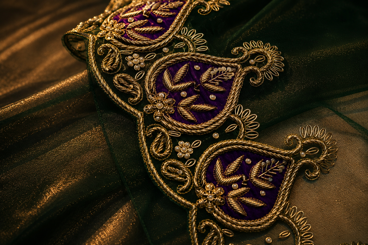 "The Midnight Green" Premium Handwork Saree on Net